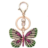 women stylish multicolor butterfly rhinestones keychain key ring bag ornament