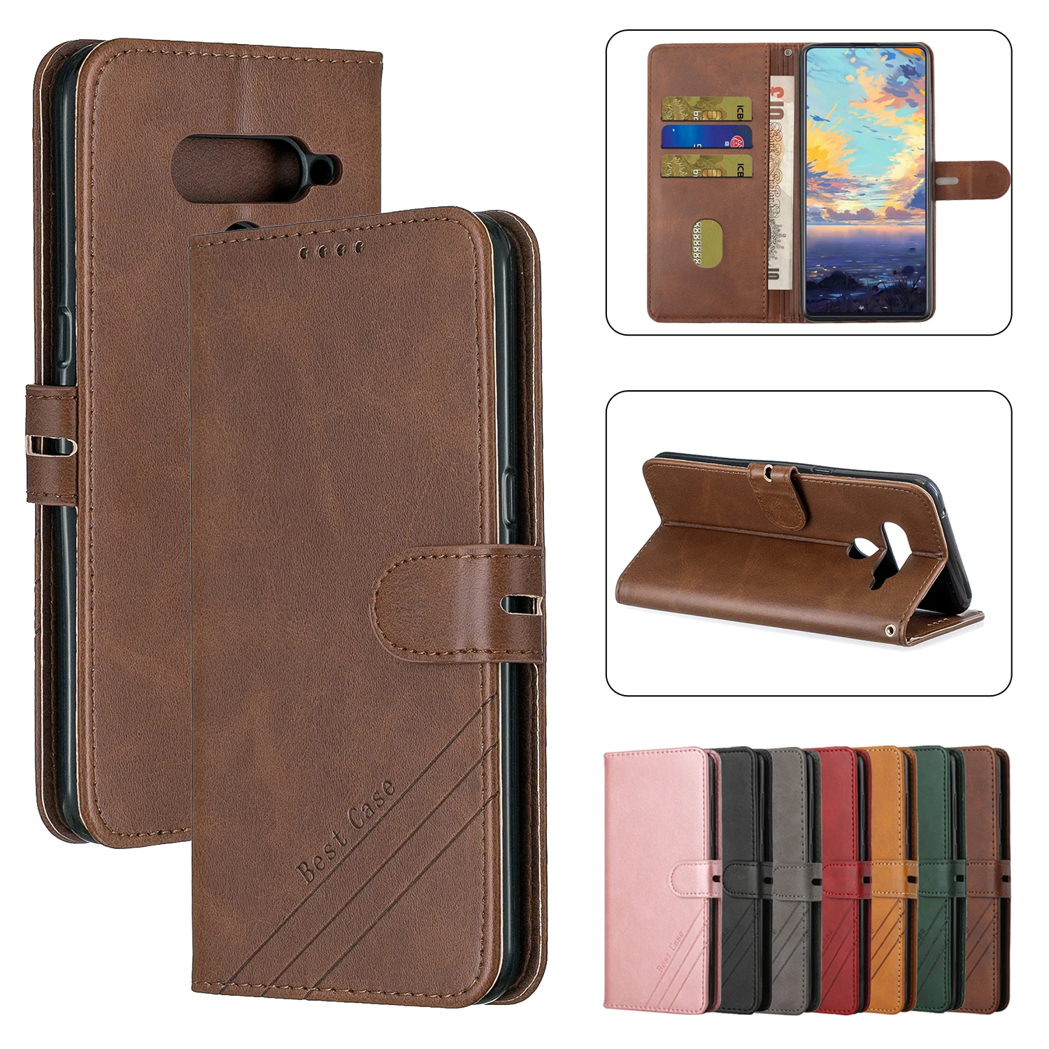 

Leather Flip Case For LG Velvet K10 2017 K30 K20Plus G8 Stylo 5 6 V50 Phoenix Plus Cover Card Slots Holder Bag Stand