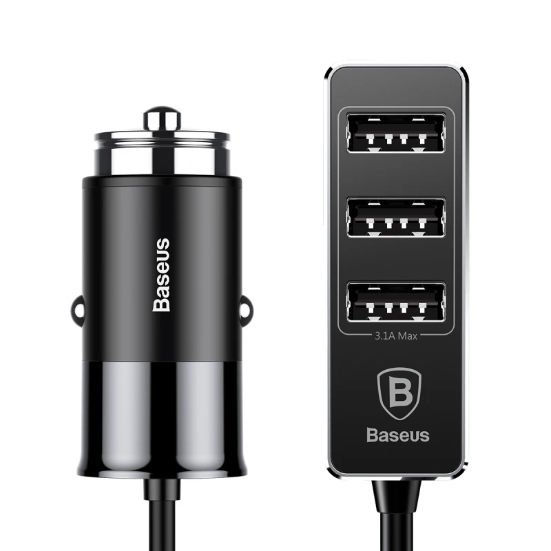 Baseus мульти 4 порта USB Автомобильное зарядное устройство несколько 5.5A турбо Быстрое Автомобильное устройство для зарядки для iPhone X samsung Xiaomi Мобильный телефон - Название цвета: Black