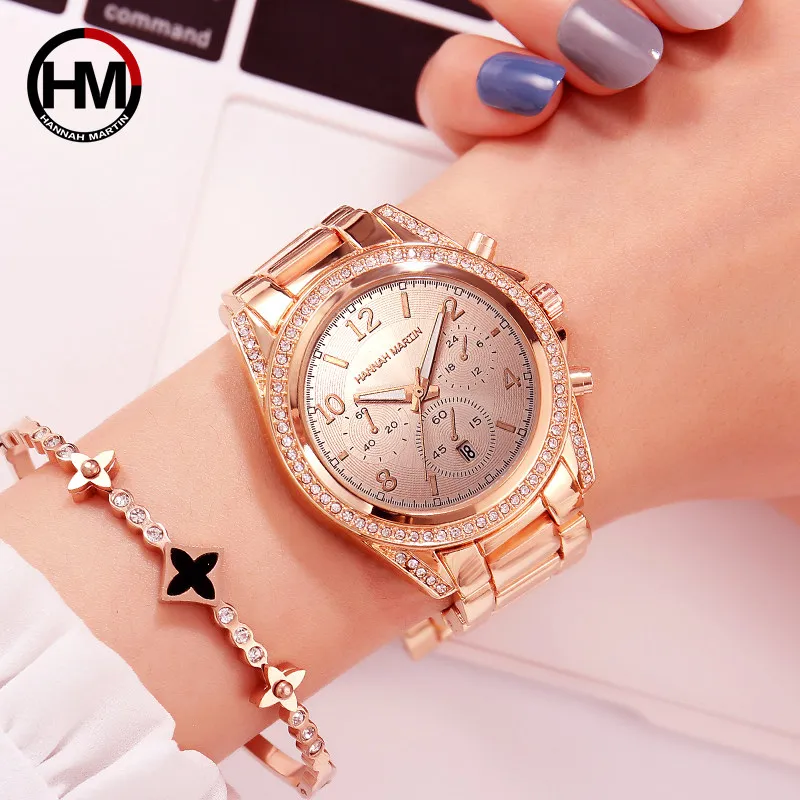 

Drop Shipping Rose Gold Top Luxury Brand Women Rhinestone Watches Montre Femme Calendar Waterproof Fashion Dress Ladies watches