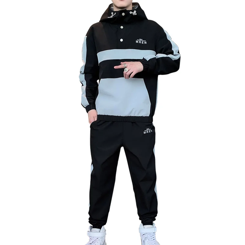 

2021 Mens Streetwear Cargo Pullover Hooded Tracksuit 2 Pieces Sets Jackets And Cargo Pants Loose Fit Pants Hip Hop jacket
