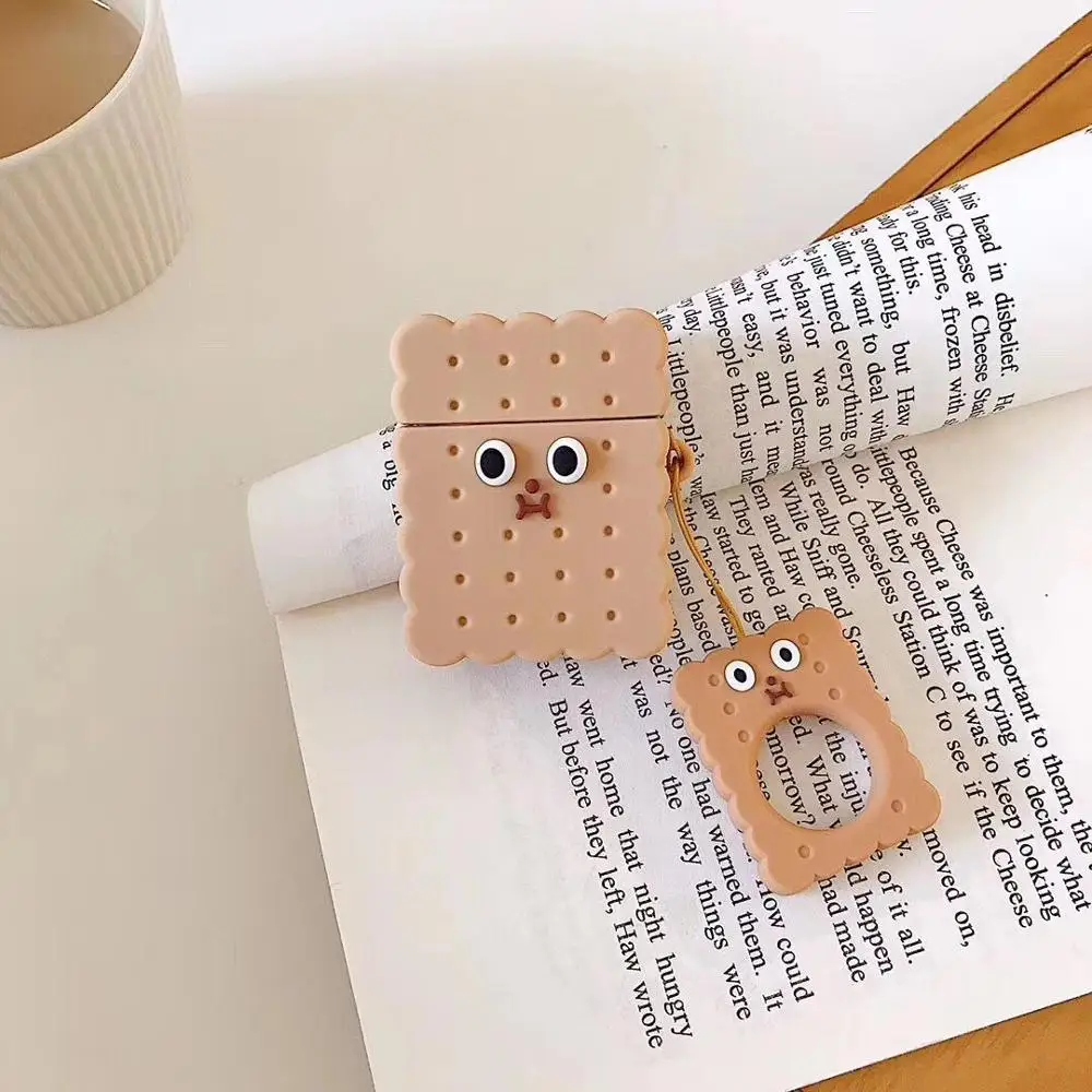 Мультяшное печенье с кольцом на палец для AirPods чехол Bluetooth беспроводные наушники чехол для Apple Airpods зарядная коробка крышка