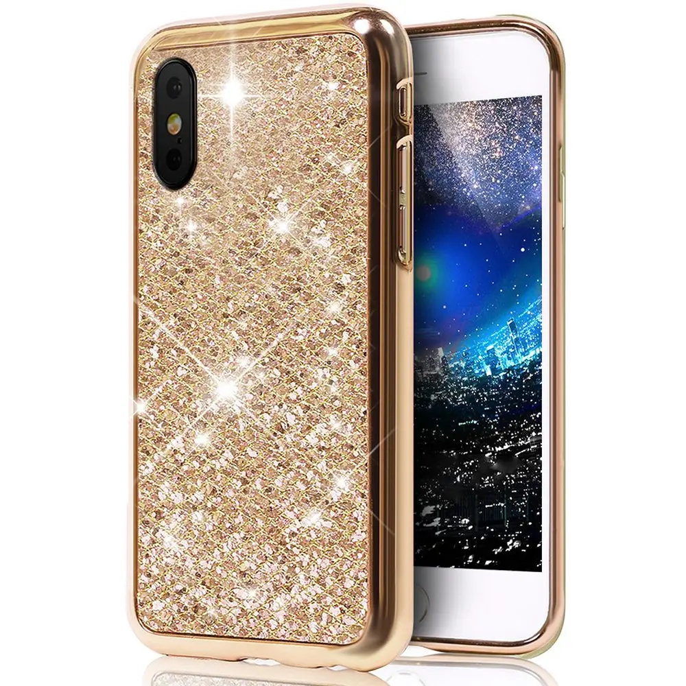 Gold Блестящий сверкающий мягкий чехол для samsung Galaxy S10 Plus S10e S9 A20 A30 A50 A70 Модный Блестящий чехол для женщин и девушек - Цвет: Gold