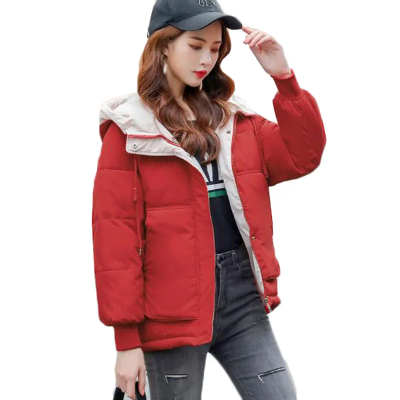 

2020 New Winter Jacket Women Hooded Jacket Thicken Warm Cotton Padded Jacket Coat Female Short Winter Parkas Outerwear Plus size