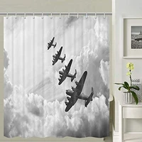 vintage airplane decor shower curtain fo retro image of lancaster bomber jets air force in clouds plane fabric bath curtains