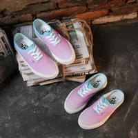 2021 summer new half slippers canvas shoes leisure trend lace up powder gradient womens shoes korean version