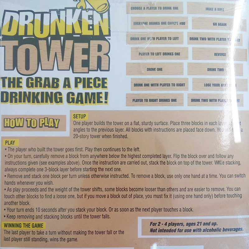 

Drunken Tower Games The Crab A Piece Drinking Games Jigsaw Board Game Bingo Night Club Party Games
