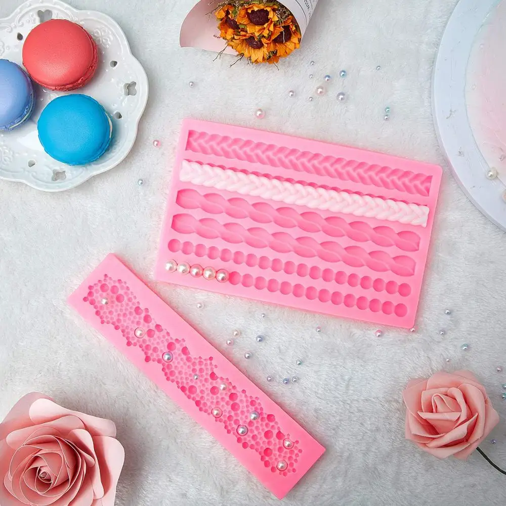 Силиконовые формы для помадки 3d перламутровые вязания веревки инструмент
