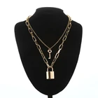 Ожерелье с подвеской в виде золотого металлического замка для женщин, модное ожерелье с подвеской, эффектные модные ювелирные украшения 2019