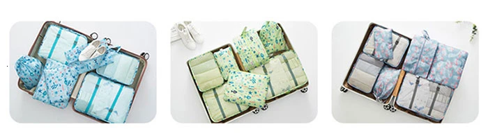 7 шт./компл. органайзер для путешествий багаж полиэстер все для дорожные сумки Органайзер чемоданы для хранения вакуумные пакеты для одежды кубики упаковочные сумки