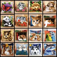 prajna animal series latch hook hand knitted embroidered pillow unfinished embroidery material latch hook rug kits beginner diy