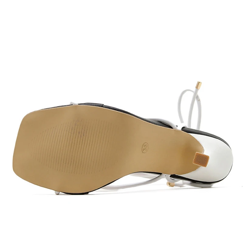 

New fashion sexy lace women's party sandals stiletto cross strap party high heels 9CM black and white size 35-42 Hot sale 2021