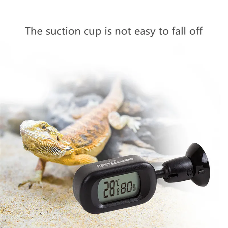 Reptizo Reptile Thermometer Climbing Pet Feeding Box Chameleon Turtle Horned Frog Lizard Rotary Ball Joint Humidity Temperature |
