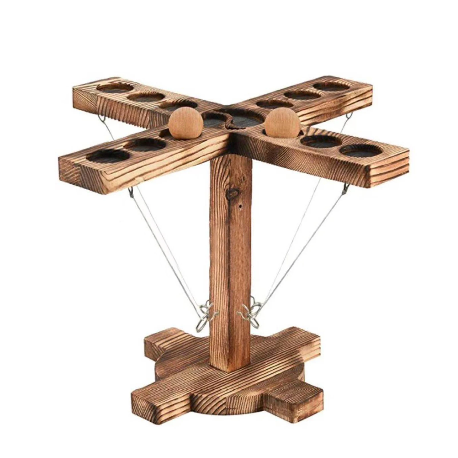 

Hook Ring Toss Game Handmade Wooden Ball Throwing Fast-paced Battle Game Detachable Hook and Ring Desktop Play for Bar MDJ998