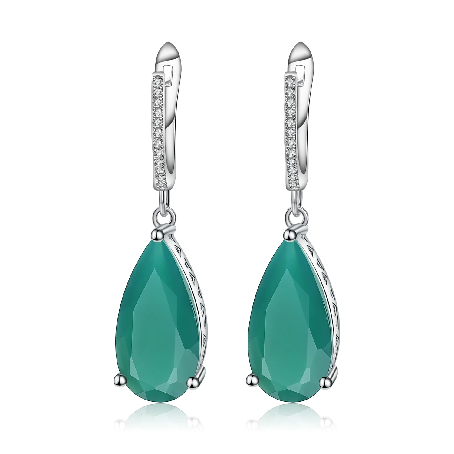 Gem's балетные 925 пробы серебряные Винтажные серьги 15.79Ct натуральный зеленый агат, натуральный камень Висячие серьги для женщин хорошее ювелирное изделие