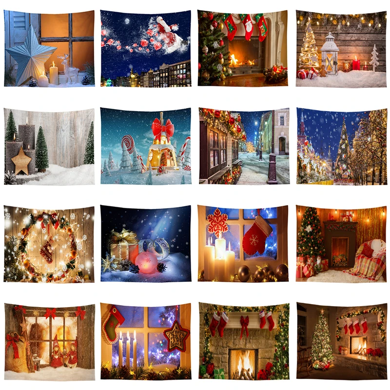 

LuanQI Christmas Tapestry Winter Cartoon Style Christmas Decoration For Home Noel Natal Navidad 2021 Wall Hanging New Year Gift