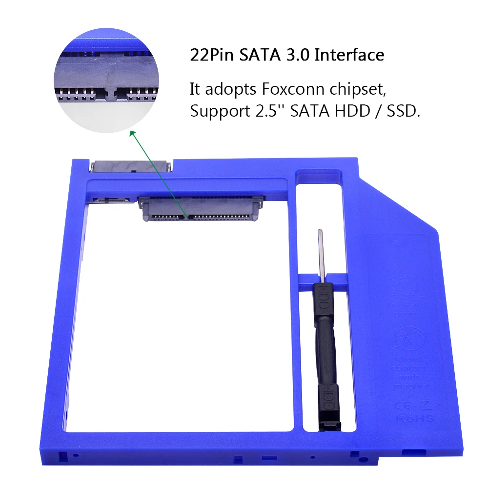 CHIPAL синий пластик SATA 3 0 2nd HDD Caddy 9 5 мм для 2 &quotSSD чехол ноутбука | Компьютеры и офис
