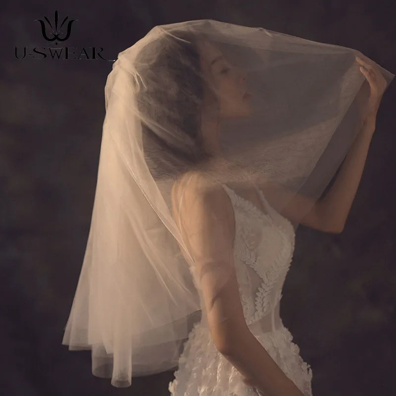 

Фата принцесса двухслойная, короткая фата для невесты, свадебные аксессуары