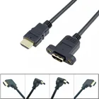 Совместимому с HDMI 90 градусов под прямым углом HDMI кабель Мужской к женскому удлинитель кабель-удлинитель с винтовым креплением 30 см 50 см