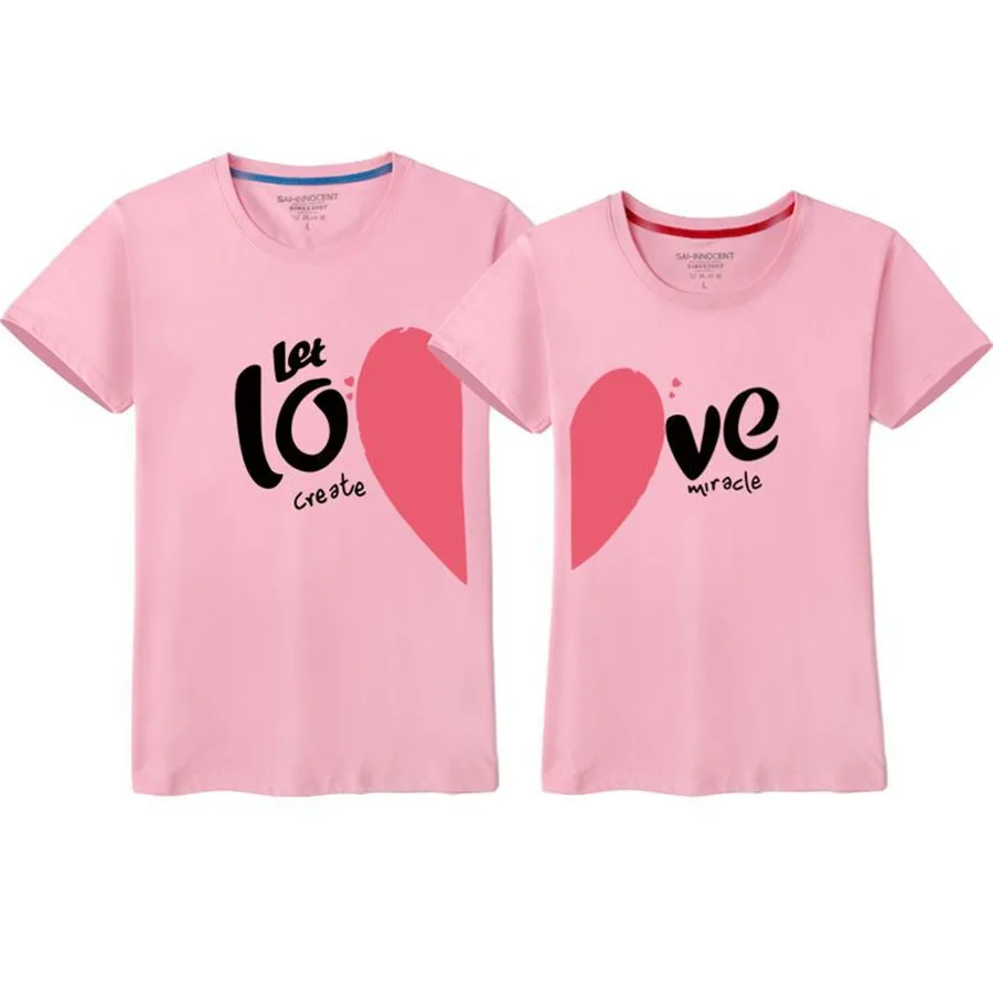 Новые летние Забавные футболки для пар хлопковые с круглым вырезом и принтом