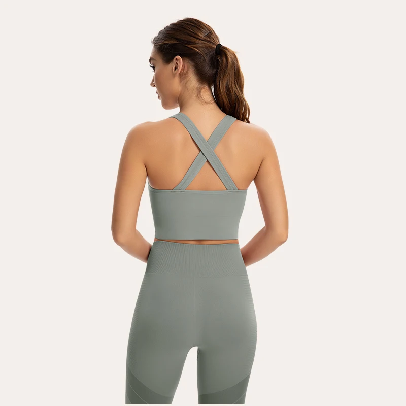 Wingslove Women Sport Bra Ziper Front Fitness Running Vest Soft Cross Back Workout Bra Medium Support Bra