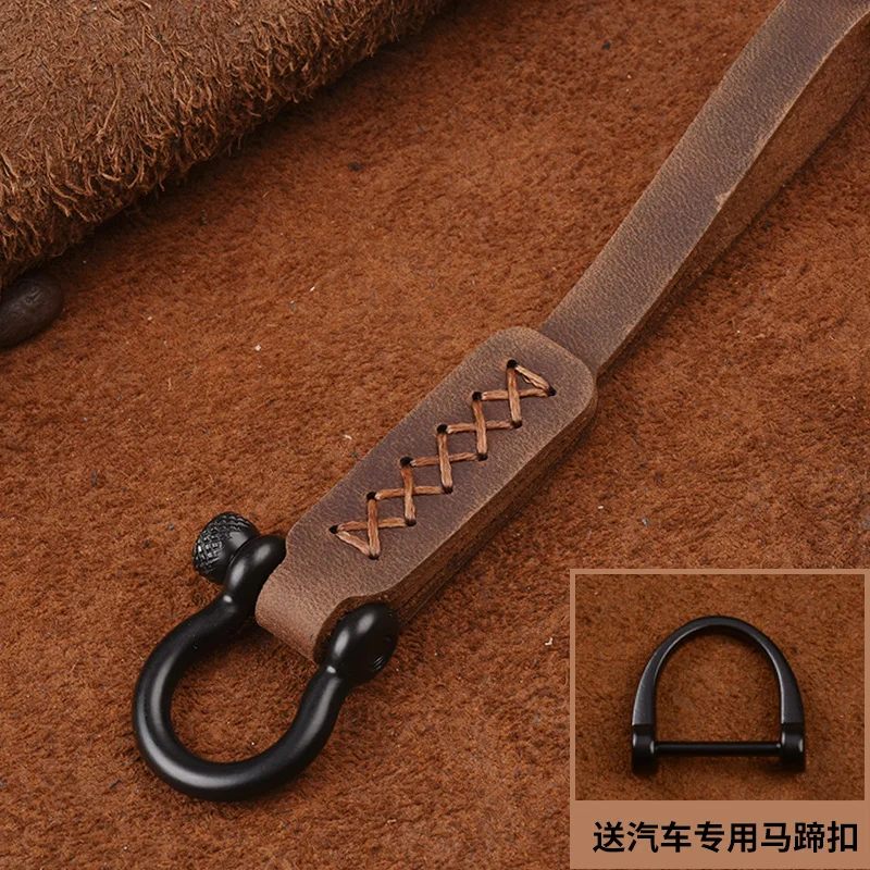 

Crazy Horse Leather Car Key Ring Keychain Holder Keyring Moto Key Chain for Audi BMW Mini Cooper VW Ford Honda ToyoTa Lexus