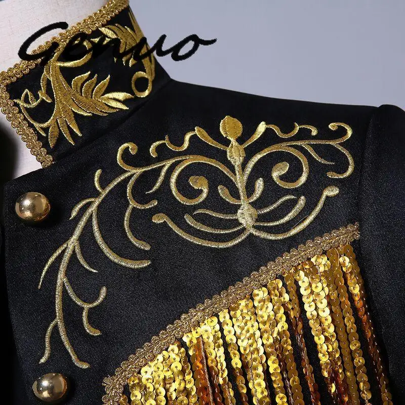 Мужской блейзер с блестками и вышивкой золотого серебряного цвета|Пиджаки| |