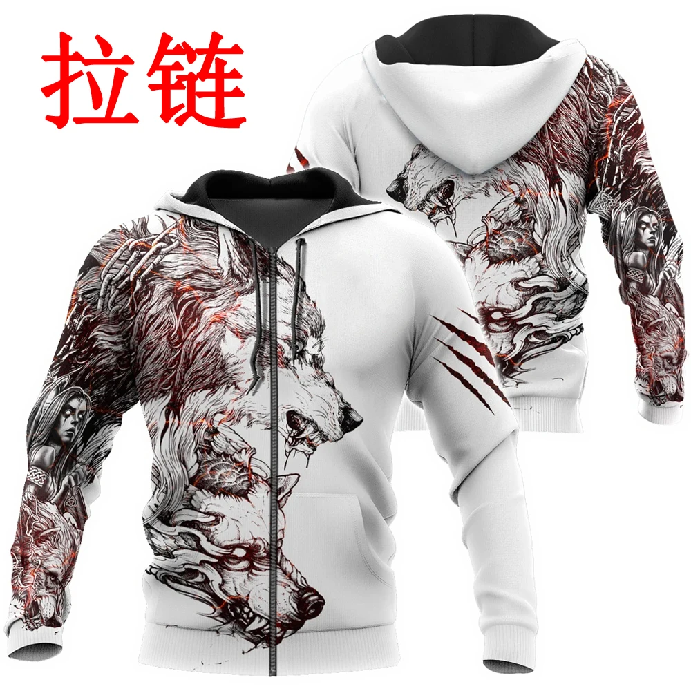 

Tattoo Wolf 3D Printed Mens hoodies Harajuku Streetwear Fashion Hoodie Unisex Jacket Tracksuits Halloween cosplay costumes