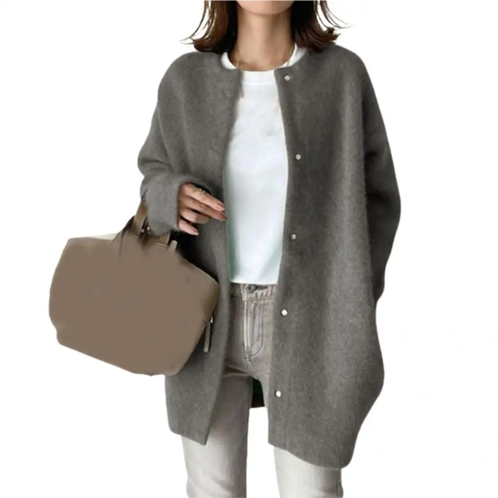 

Sweater Coat Stylish Autumn Winter Solid Color Japan Korean Style Pure Color Coat for Travel Women Sweater Women Coat