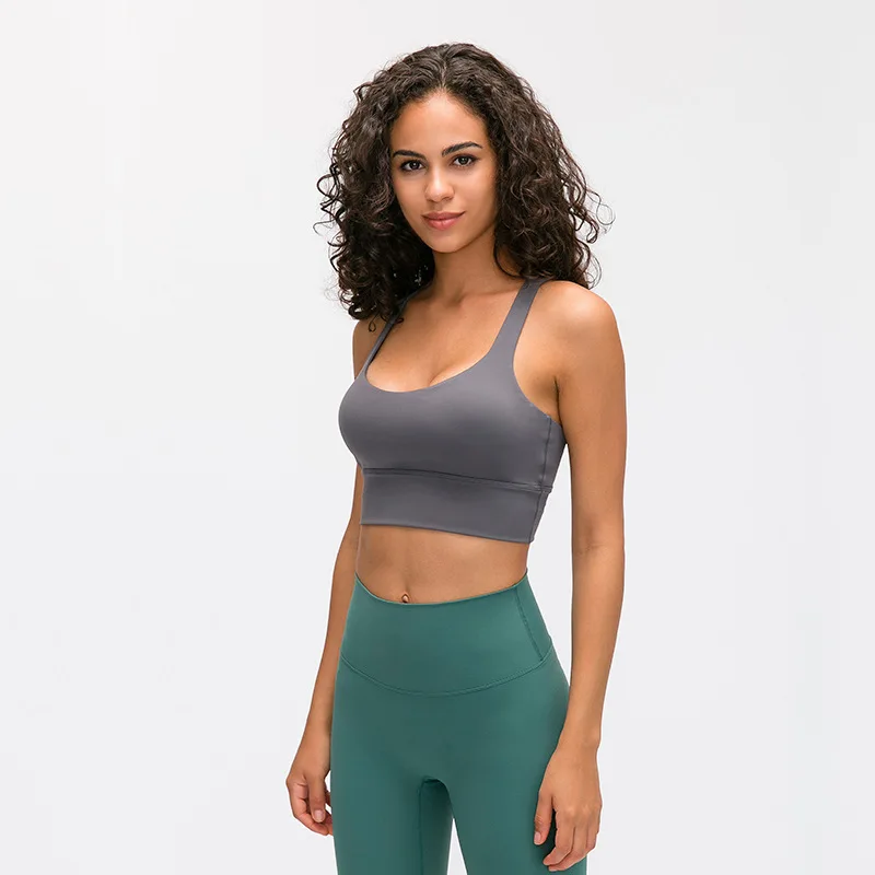 

2021 New Women's Bra Yoga Sport Crop Top Cross Bandage Sports Bra Push Up Fitness Underwear High Impact Sports Bra for Women