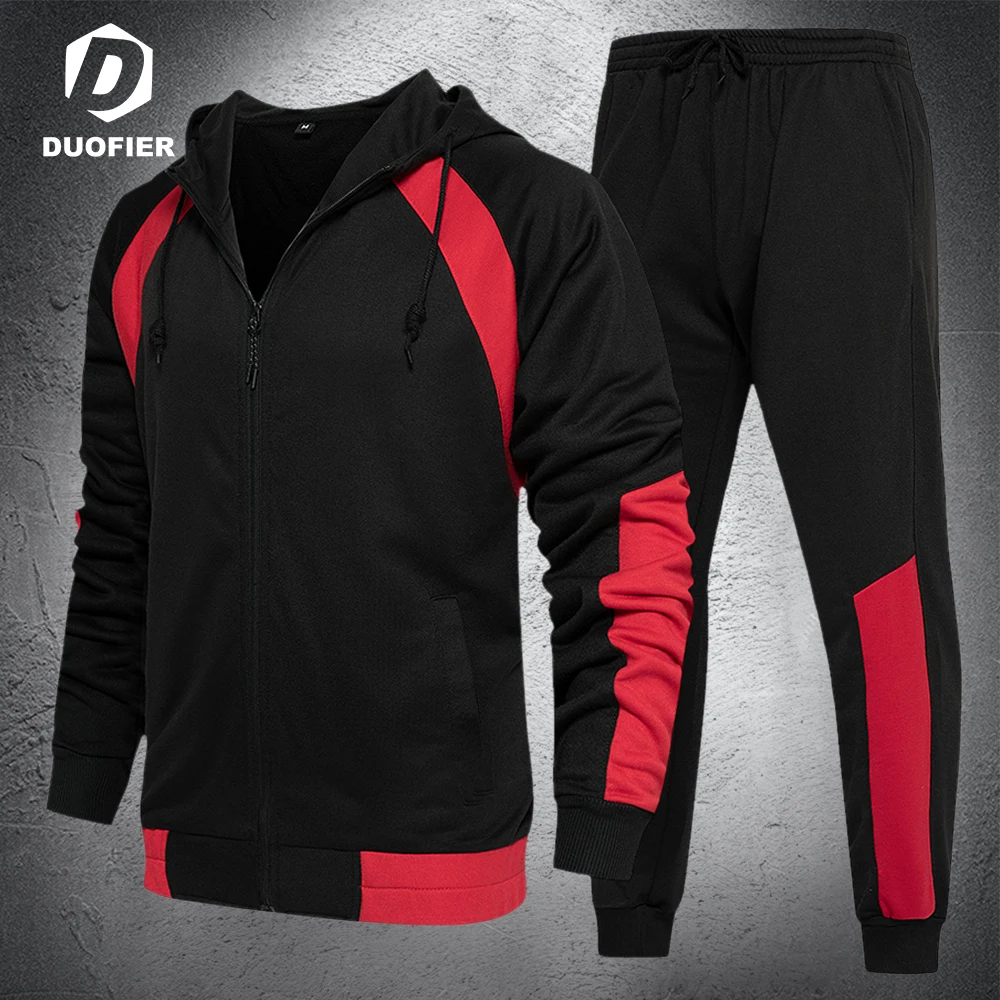 Модная мужская одежда 2021 Осенний лоскутный комплект из 2 предметов куртка на