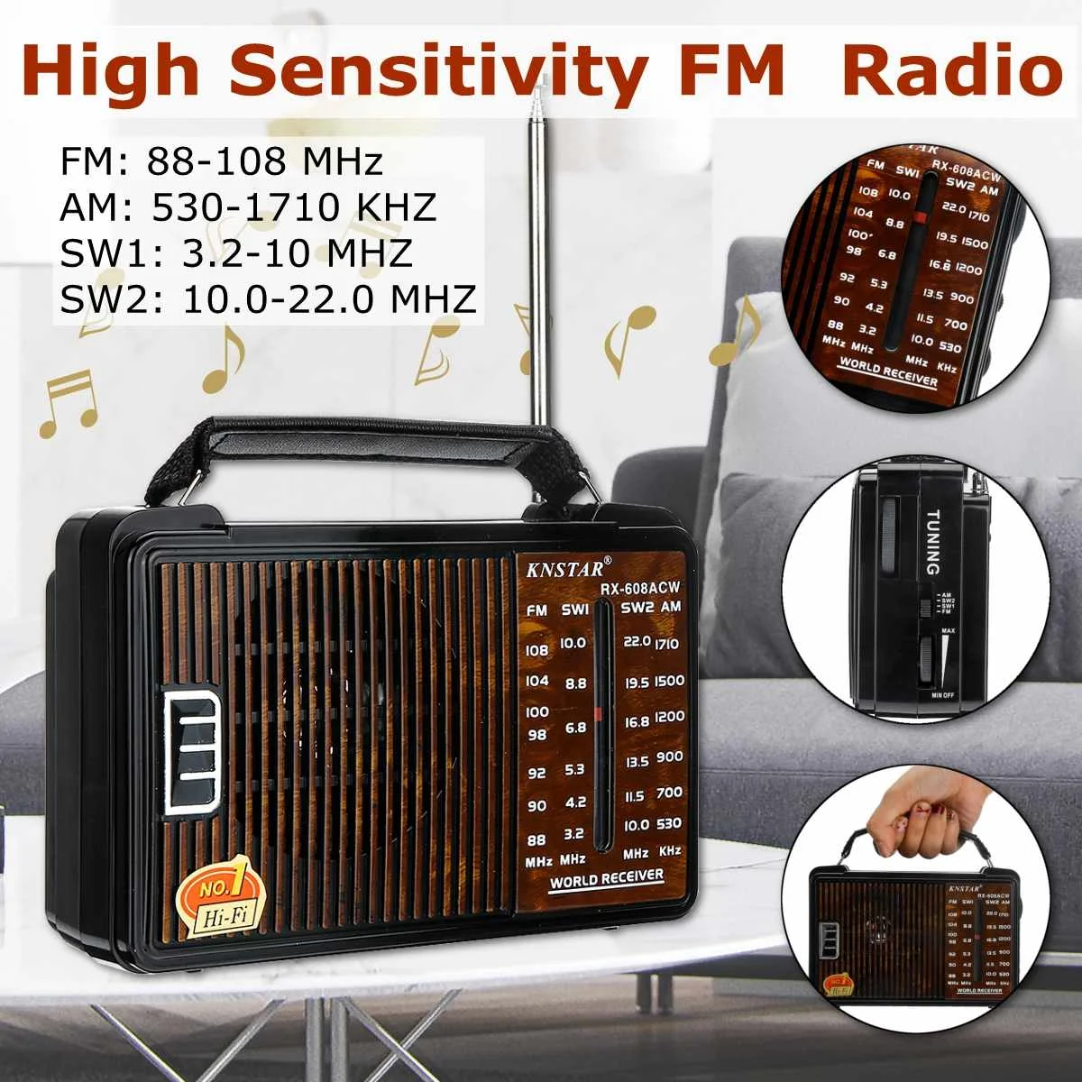 Портативное FM-радио AM SW1 3 в пост. Тока SW2 4 диапазона подарок для пожилых людей |