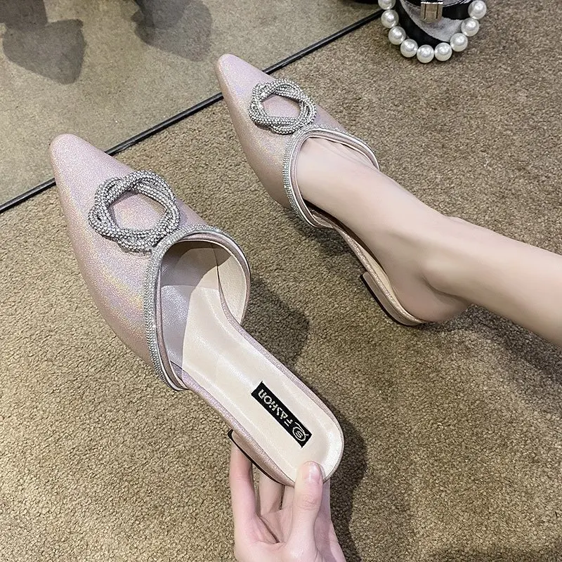 

Шлепанцы женские на высоком каблуке, сандалии с острым носком, без застежки, тапочки, лето 2021