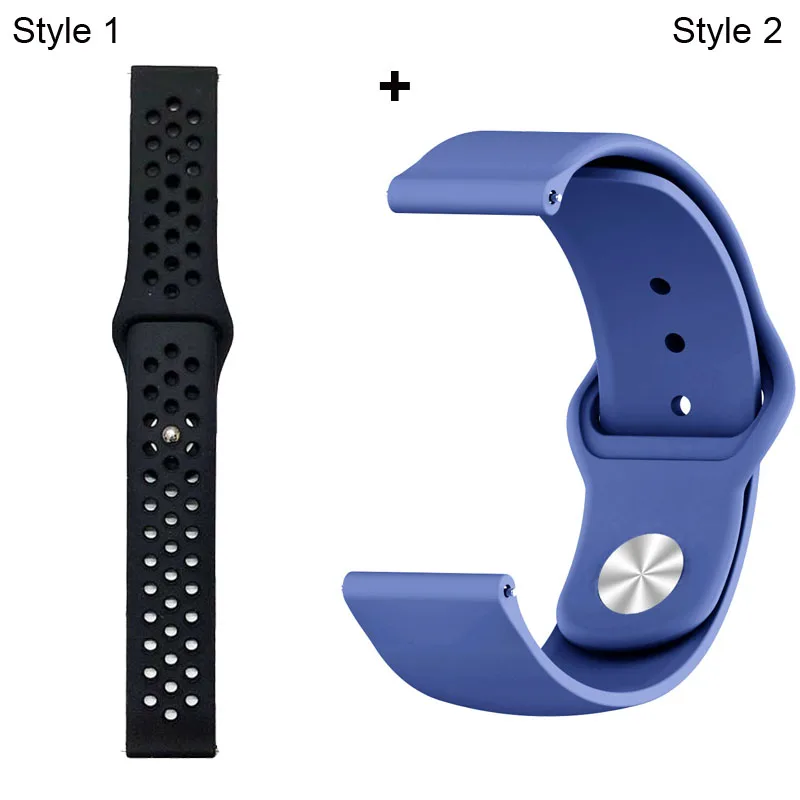 Black Black-Blue Ремешок для Xiaomi Amazfit Pace Stratos GTR 47 мм для huawei GT 2 46 мм Honor Magic Dream ремешок для samsung gear S3 Galaxy 46 мм - Цвет: Black Black-Blue