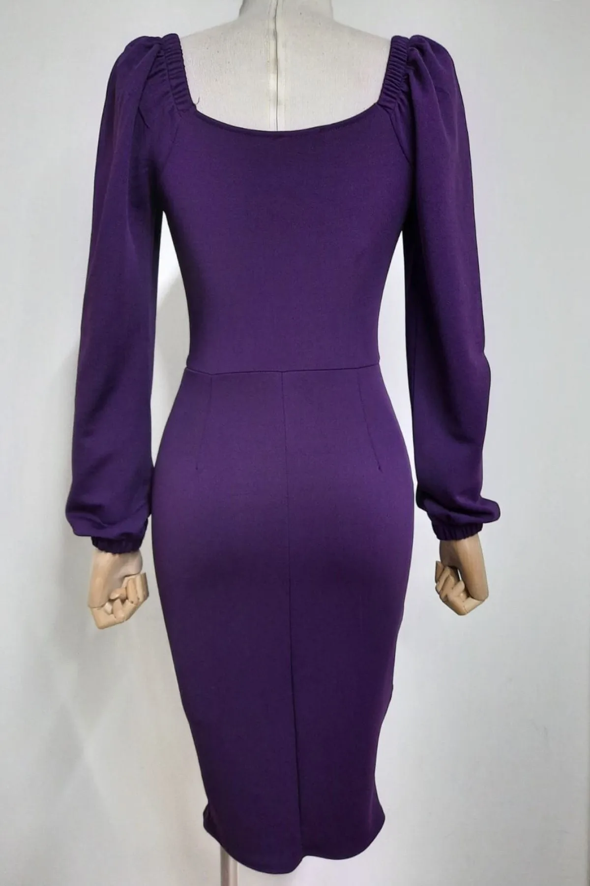

Princess Sleeve Mini Crepe Dress-Damson