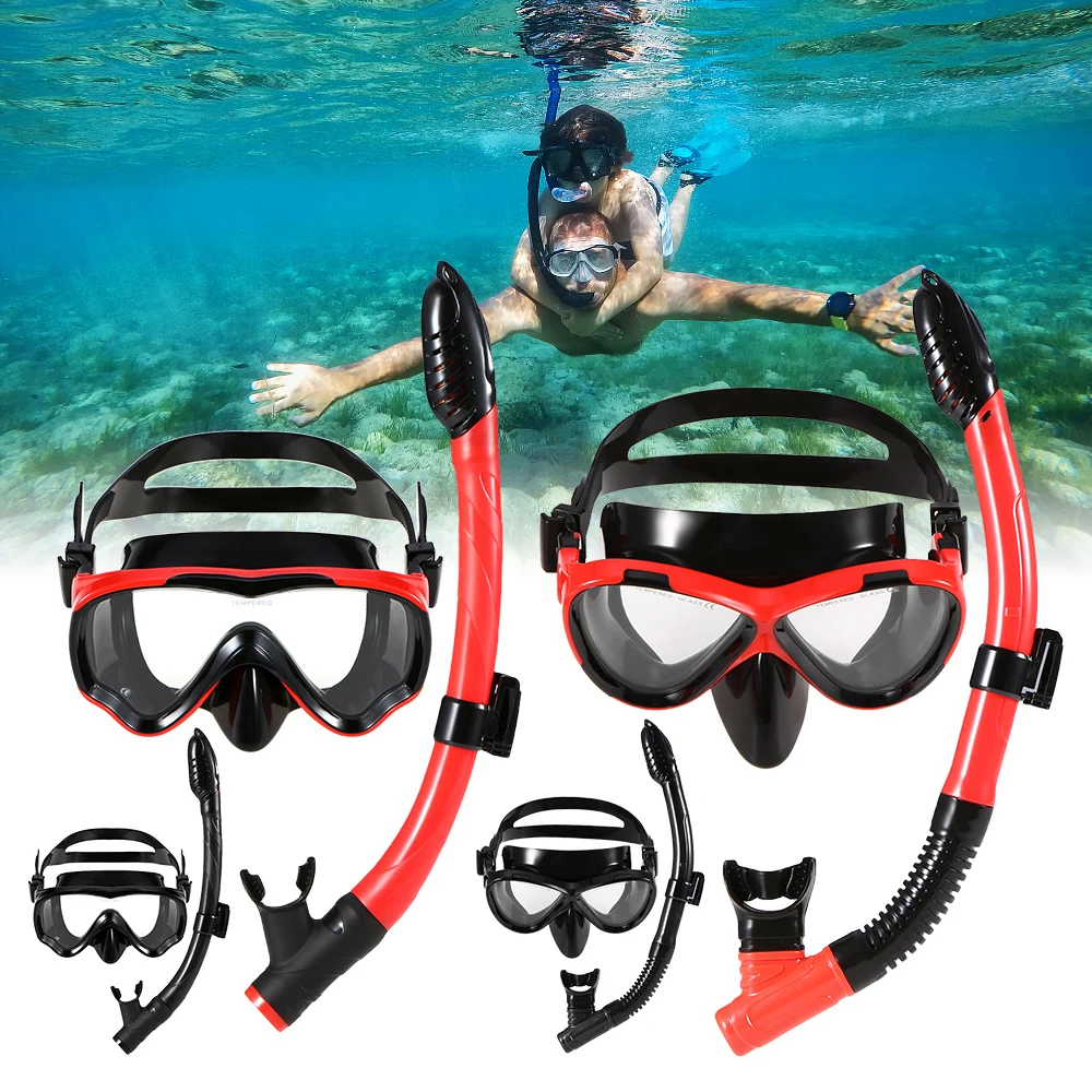 

Snorkeling Scuba Diving Mask Tube Set Snorkeling Mask Goggles Glasses Diving Swimming Easy Breath Dry Snorkel