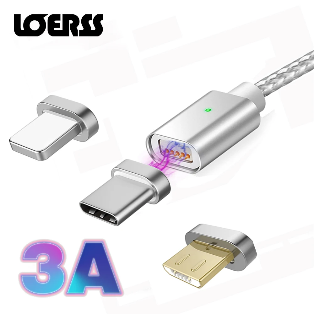 Магнитный кабель Micro usb type C, адаптер для быстрой зарядки, светодиодный, для телефона, Microusb type-C, магнитное зарядное устройство usb c для iphone, samsung, xiaomi