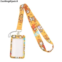 e2700 cartoon cat id card holder lanyard name credit card holders bank card neck strap card id holders identity badge