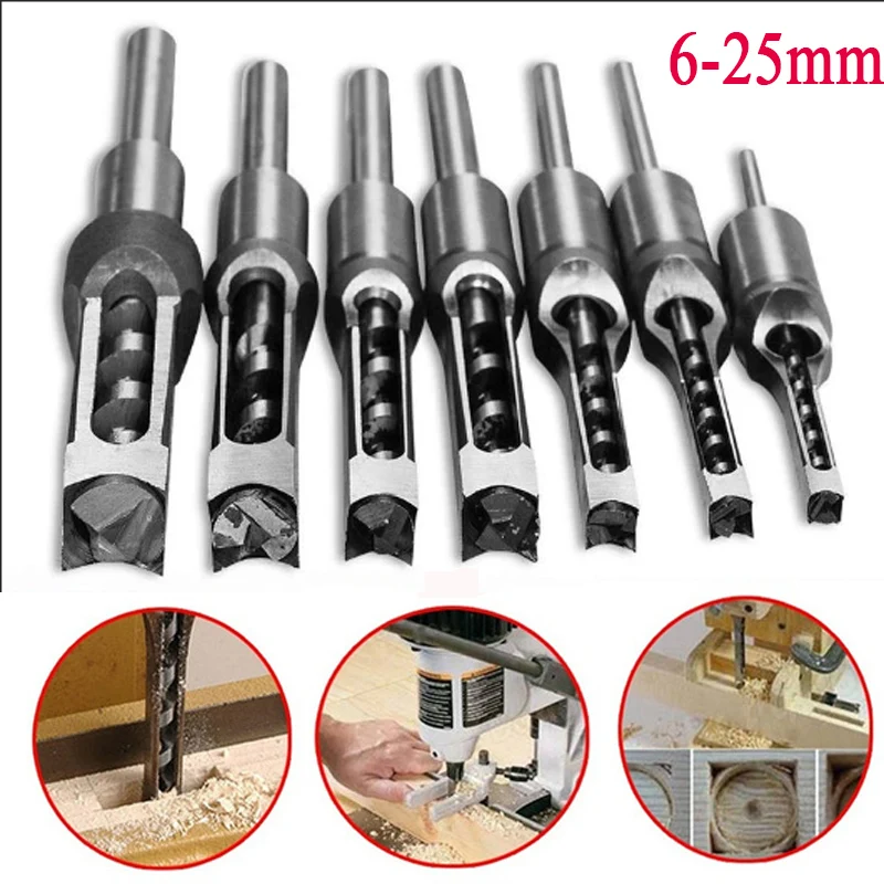 

1PCS 6-25mm HSS Twist Drill Bits Woodworking Drill Tools Auger Mortising Chisel Drill Set DIY Furniture Square Hole Extended Saw