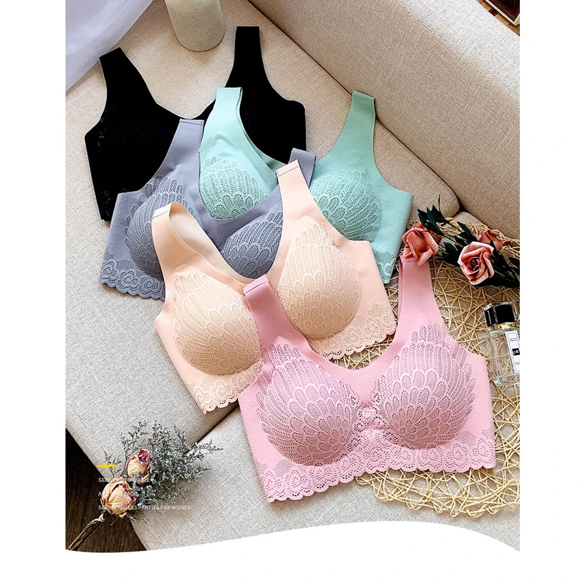 

Sexy Women's Lace Bra with Underwire Push Up Gathering Underwear Fashion Bralette Solid Comfortable Lingerie Plus Size Bras 2021