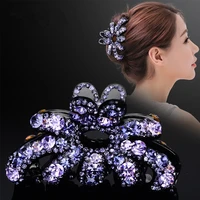 new women vintage butterfly hairpin elegant crystal hair claw crab colorful shiny rhinestone bow knot hair clips hair jewelry