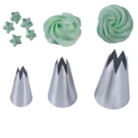 large medium and small straight six tooth 3 piece set 3pcs decorating mouth cookie cake rose dissolved bean baking tools