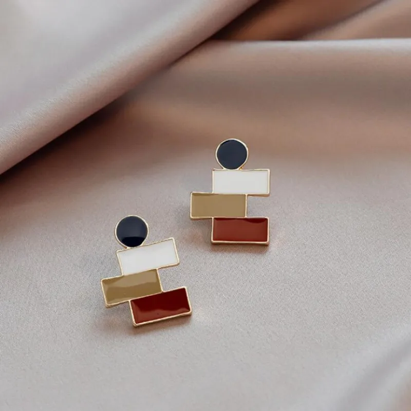 

Simple Retro Personality Earrings Trendy Geometric Stitching Ear Studs