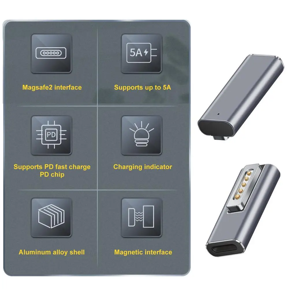 Переходник Type-c/Mag safe2 для Macbook Air/pro портативный светодиодный алюминиевый сплав