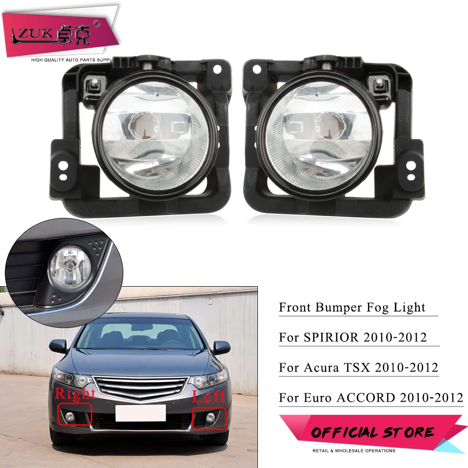 

ZUK 2PCS Front Bumper Fog Light Fog Lamp For HONDA Euro ACCORD For Acura TSX 2010 2011 2012 CU1 CU2 33950-TP5-H01 33900-TP5-H01