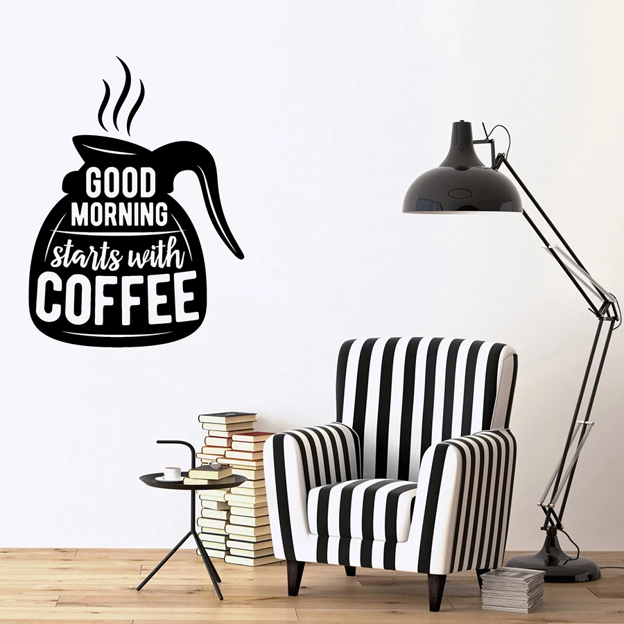 Good Morning Наклейка на стену настенные слова кофейник Виниловые Надписи наклейки