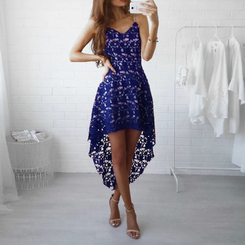 

Guipure Lace Sleeveless Long Evening Women Dress Sukienka Mesh Robe Femme Ete 2019 Irregularly Knitted Dress Straps Gown Elegant