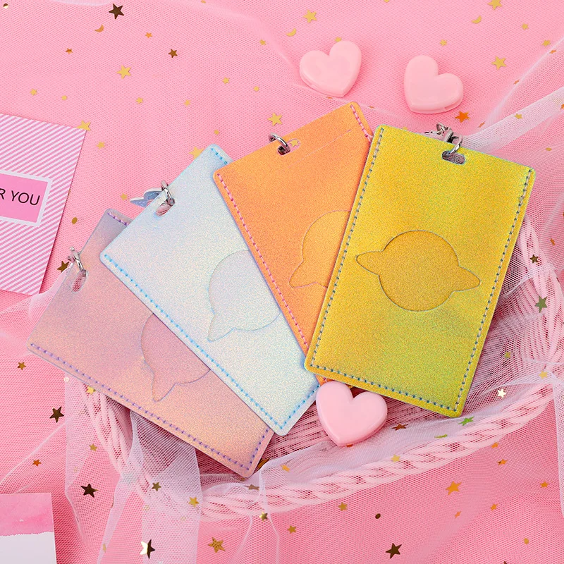 Выдвижной держатель для ID карты из ПУ кожи с градиентом|Бейджи и аксессуары| |