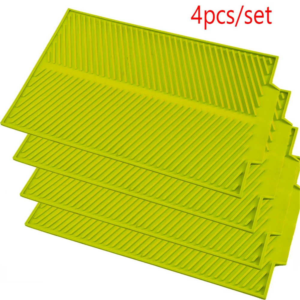 4pc-green Силиконовый квадратный коврик для сушки посуды премиум-класса, термостойкая посуда для посуды, прочная Подушка, коврик для посуды, Настольный коврик - Цвет: 4pc-green