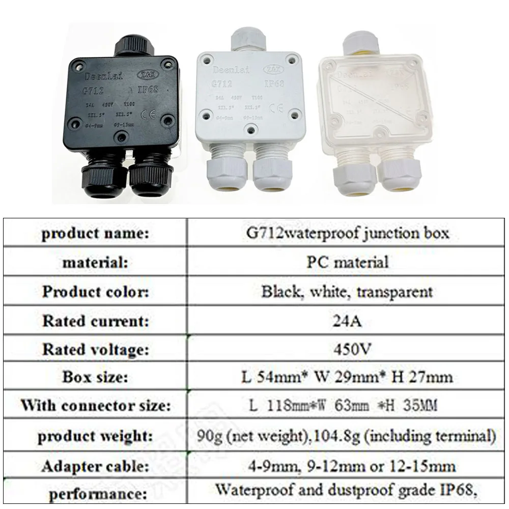 

3 Way Plastic Waterproof External Electrical Junction Box Wire Connector IP68 Junction Cable Box for Outdoor External Wiring